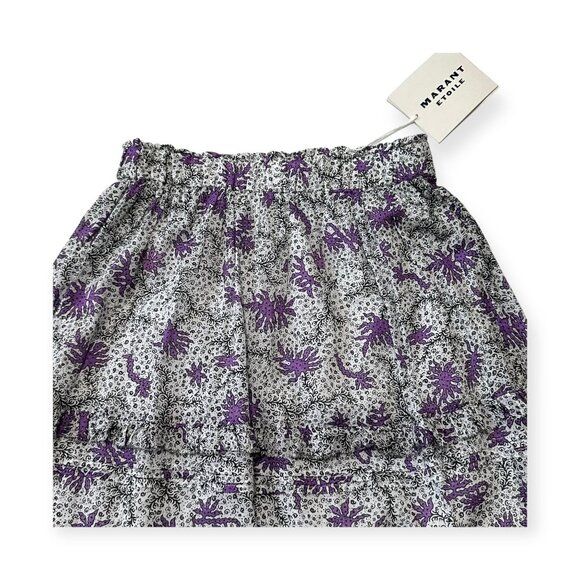 Isabel Marant Étoile Diya Skirt Ecru Lilac FR34 XS NWT $455 Ruffle Tiered - Picture 10 of 15